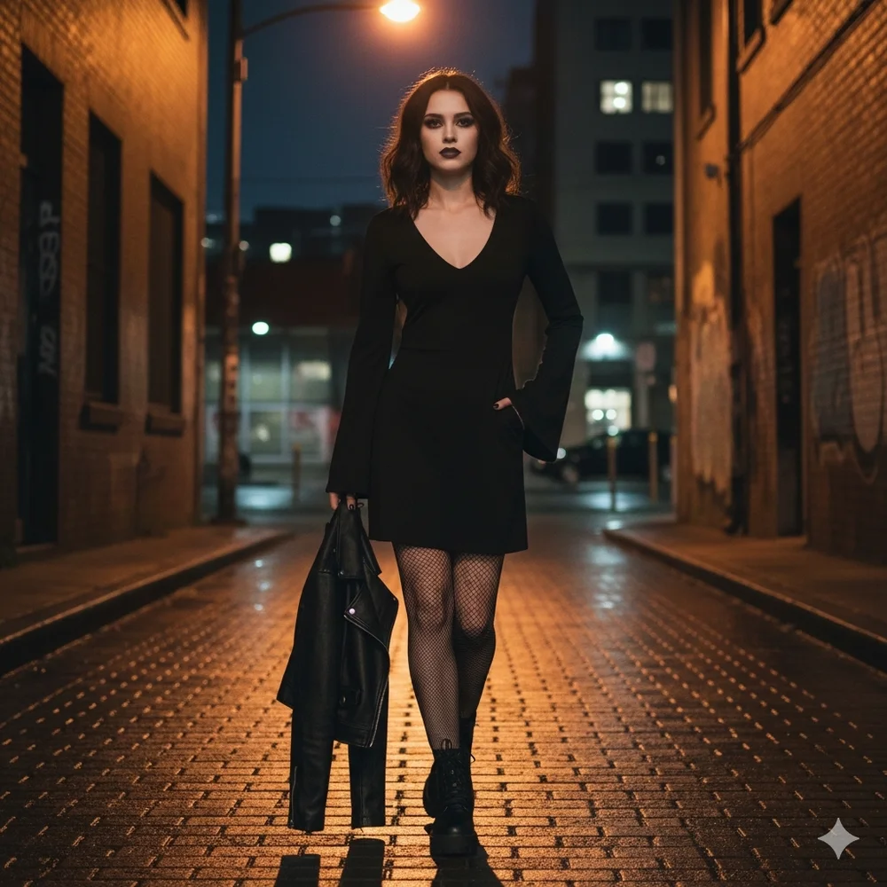 NWT Dolls Kill Black Backless Long Sleeve Carmen Mini Dress Size XL - Sexy Goth - Picture 3 of 15